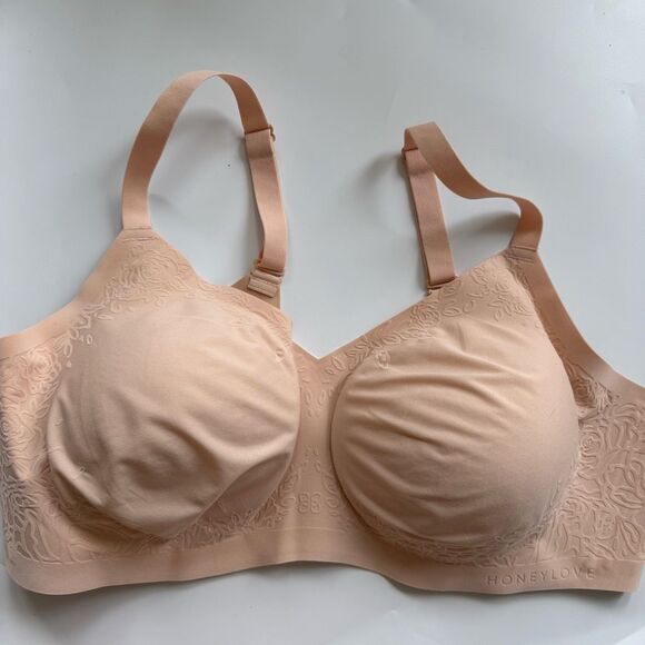 Honeylove Silhouette Roses Bra Women Size 44DD / 44F 3X Floral Wireless Seamless - Picture 2 of 7
